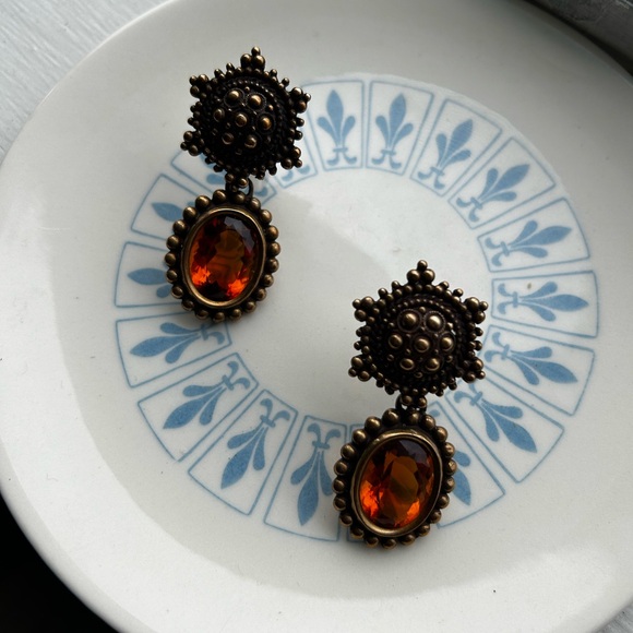 Vintage Stephen Dweck Citrine Clip On Earrings - Picture 2 of 5